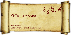 Öhl Aranka névjegykártya